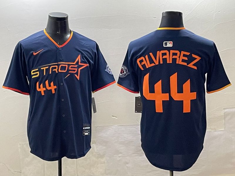 Men Houston Astros #44 Alvarez Drak Blue Three generations Joint Name 2025 Nike MLB Jersey style 3